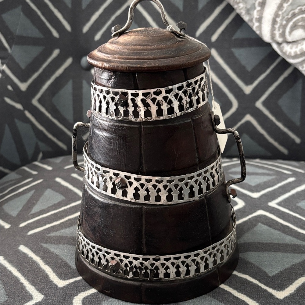 Vintage Style Metal and Wood Container